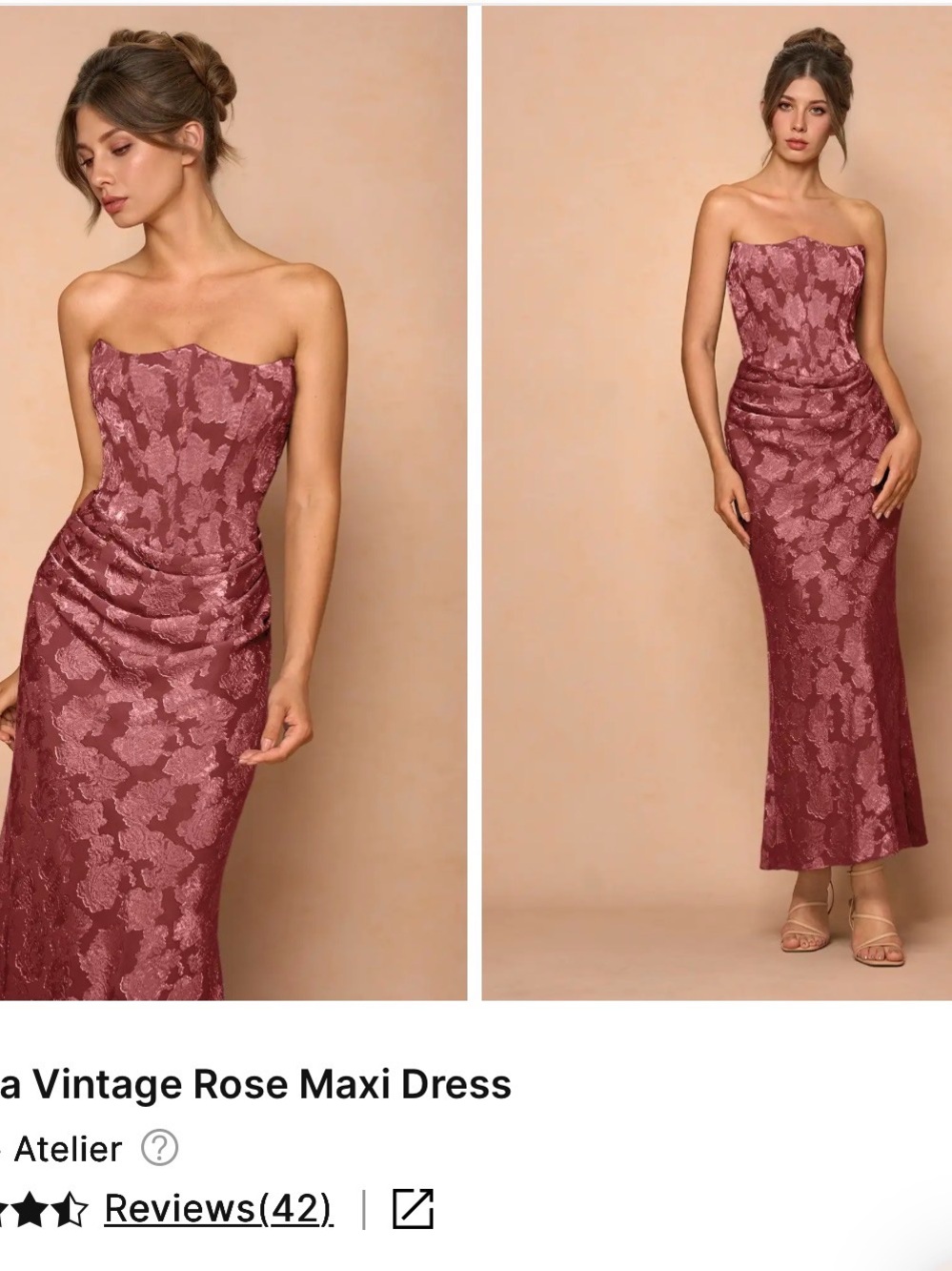 Azazie Strapless Floral Jacquard Maxi Dress in Vintage Rose